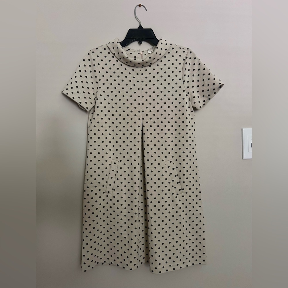 TYLER BOE Kristen Jacquard Polka Dot Collared Mini Dress Academia Twee Mod | S - Picture 3 of 16